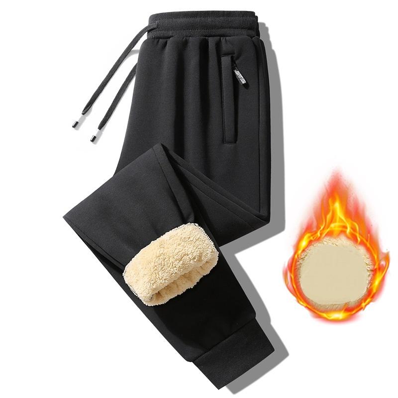 

Штаны из овечьего флиса для мужчин, зимние с добавлением флиса и плотные длинные штаны, осенние и зимние спортивные штаны