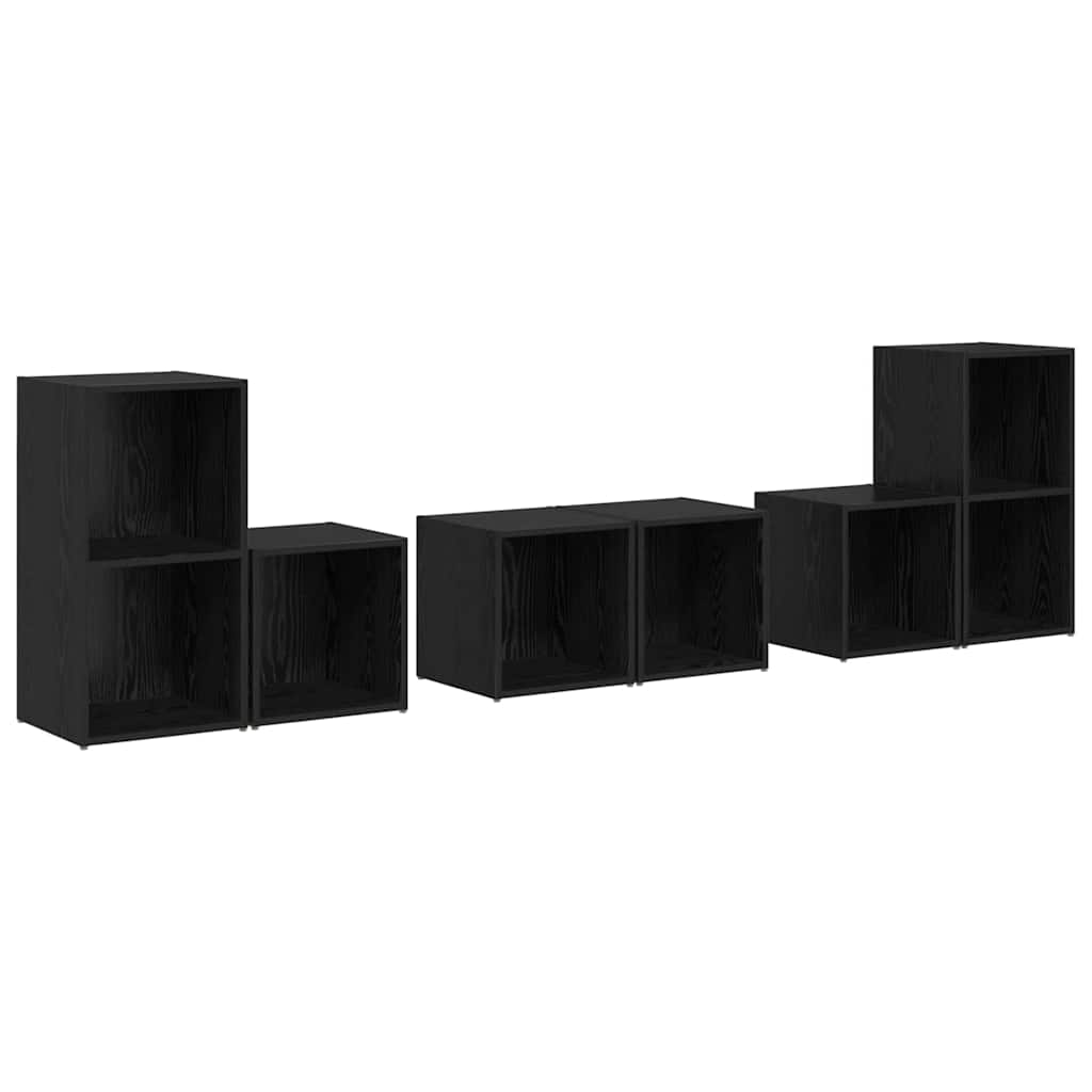 TV Cabinet Set 6 Pcs Black Oak Effect Particleboard
