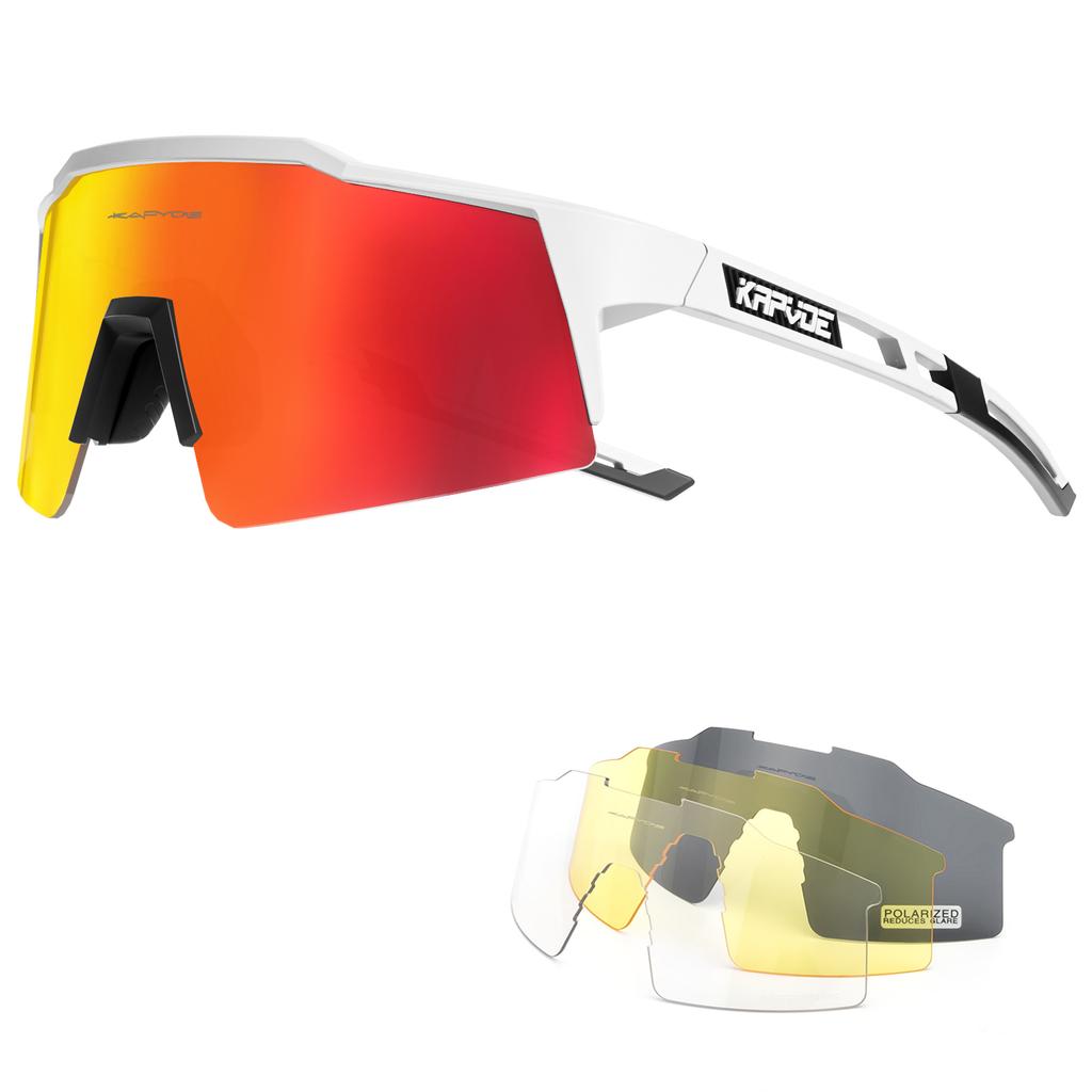 Kapvoe 4lens Cycling Glasses Sunglasses Cycling Goggles Outdoor UV400 Sports Protection MTB Road Mountain Bicycle Drive 4lens