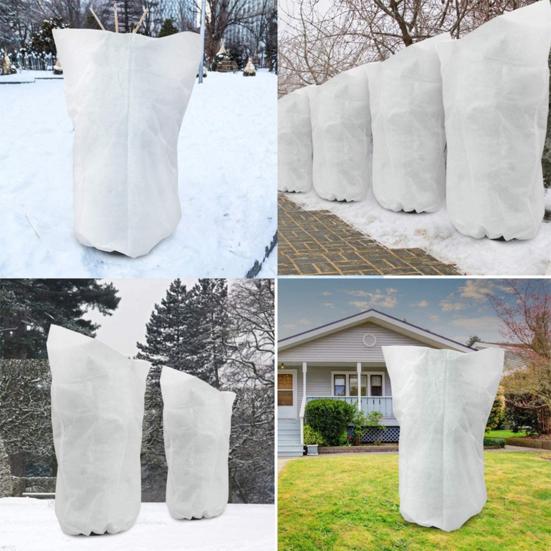 Drawstring Winter Frost Cover Wide Application Non Woven Fabric Warm Plant Protection Cover Bag for Home
