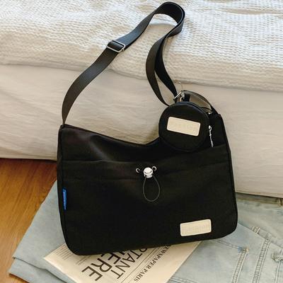 Ins Style Niche Versatile Girl Shoulder Messenger Bag, Japanese Students Simple Solid Color Sports and Leisure Bag