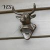 Rustic Wall Bottle Opener Elk Cow Head Opener, Mounted Beer Cap Remover, Iron for Home Bar, Industrial Decor Cast