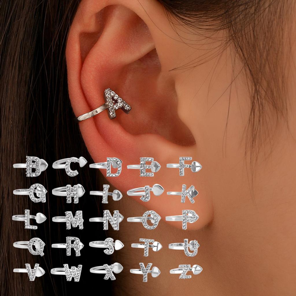 Advanced Temperament 26 English Letter Ear Clip Simple U No Ear Hole Earrings For Women