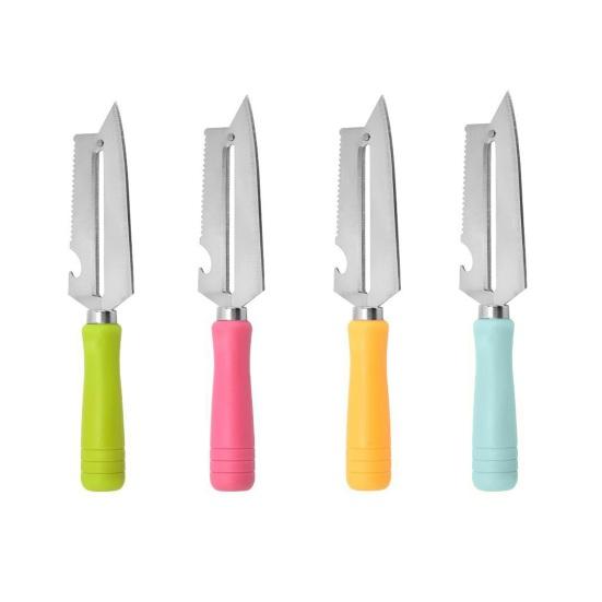 Multifunctional Vegetable Peeler with Comfort Handle Stainless Steel Curved Blade Built-in Bottle Opener Kitchen Tool for Apples Carrots Cucumbers