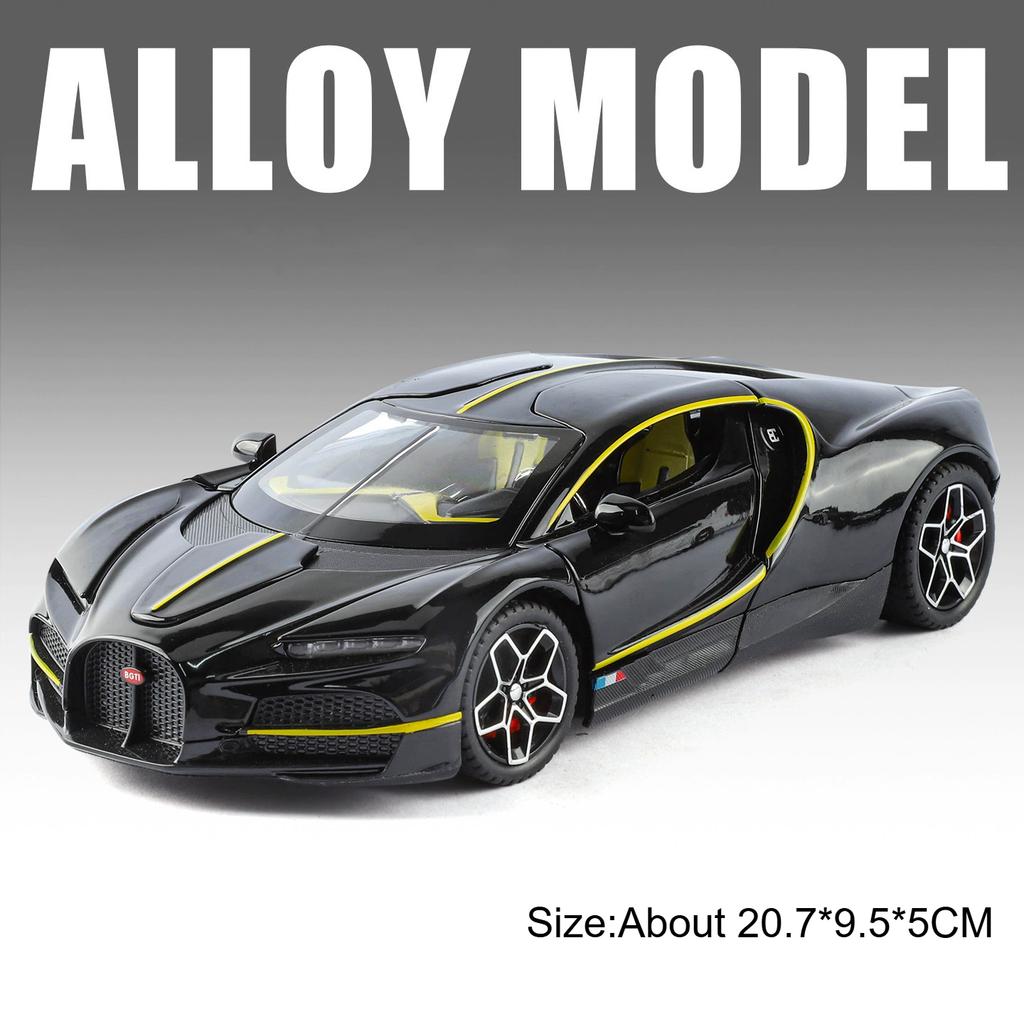 1:24 Tourbillon Atlantic Car Model Toy Wheel Steering Sound Light Pull Back Sports Cars Miniature Models Collecting Ornaments