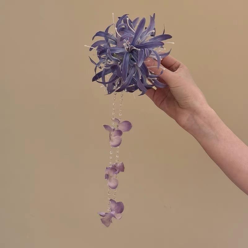 Ponytail Clip Hydrangea Flower Tassel Hair Clip Chinese Style Flower Tassel Hair Clip