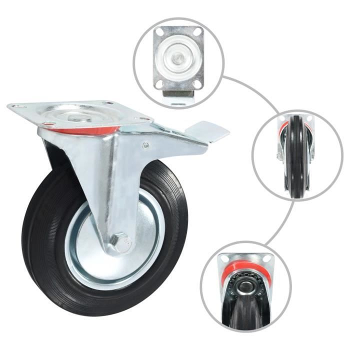 VidaXL Roulettes pivotantes avec double frein 4 pcs 200 mm