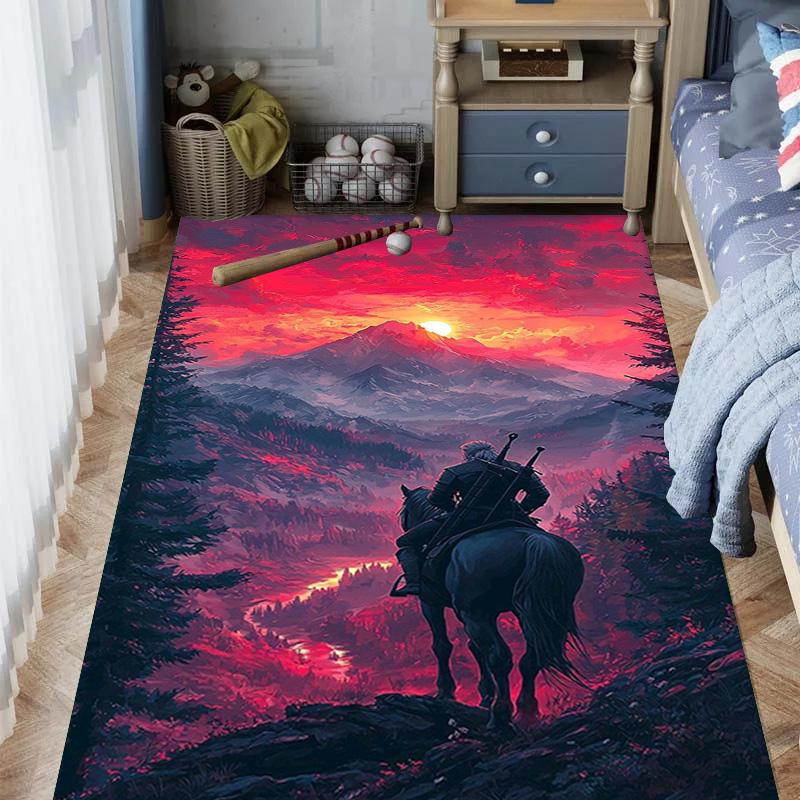 Mountain Rider Sunset Carpet Home Decor Living Room and Bedroom Mats Dormitory Decoration Art Bathroom Mat