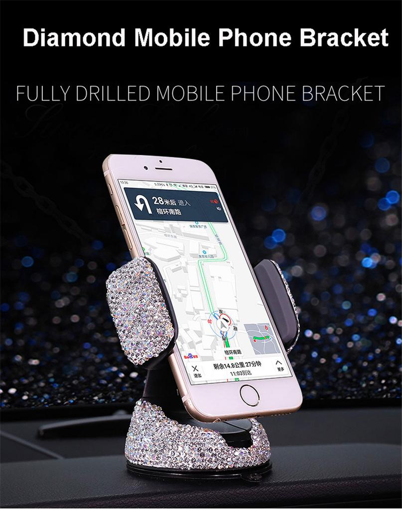 Bling Crystal Car Phone Mount with One More Air Vent Base Cell Phone Holder New
