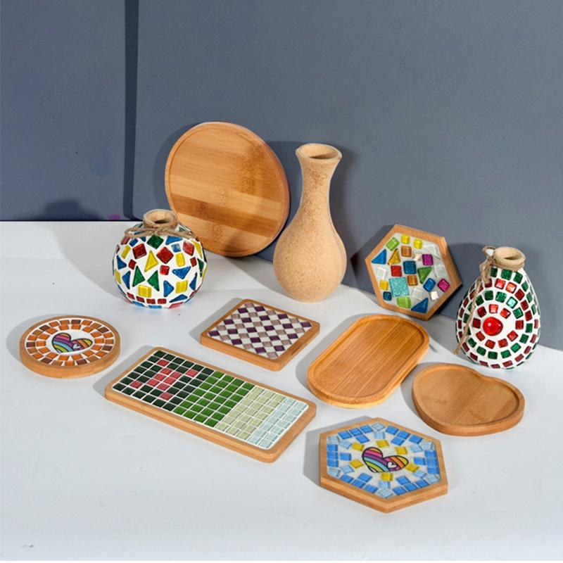 Wooden Soap Dispenser Tray Vanity Countertop Bottles Organizer Holder Round Square Candles Jewelry Storage Tray For Bathroom