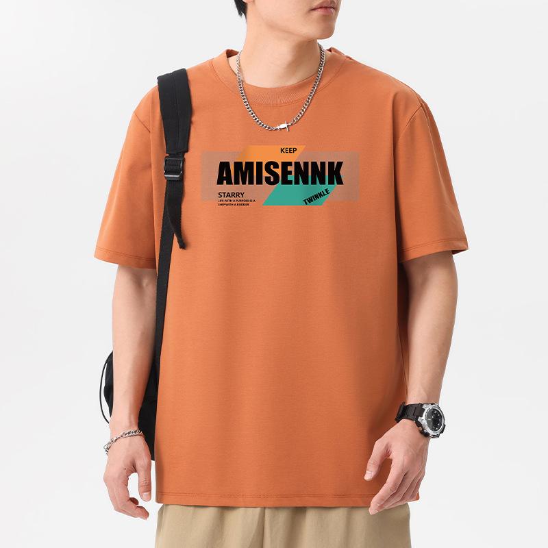 Amisennk Pattern 12 Colors Men's Short Sleeve T-Shirt 100% Cotton Streetwear Tee