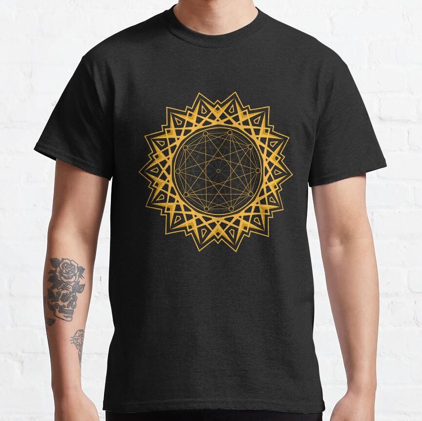 Aum Mandala Sacred Geometry T-Shirt for Men Spiritual Magic Zen Symbol 100% Cotton Printed T Shirt for Man Plus Size Clothing