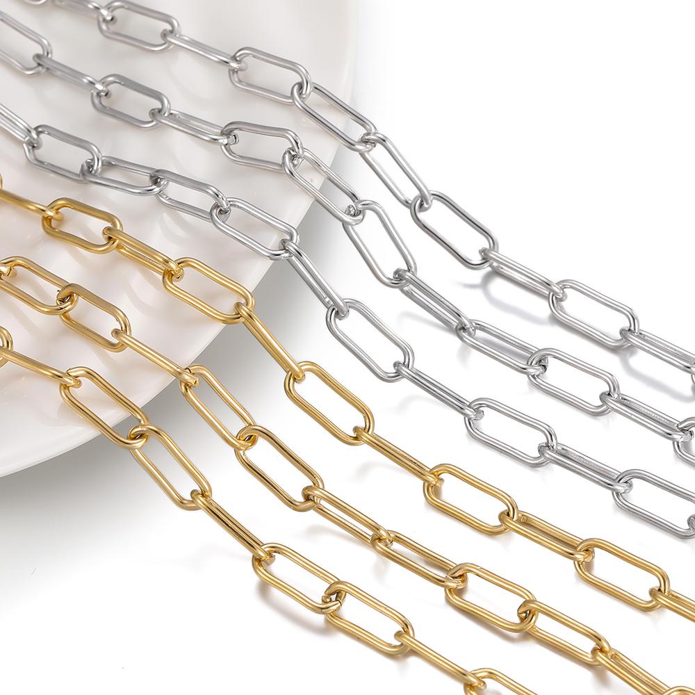 1m Stainless Steel Flat O Shape Chains Handmade Chain for DIY Necklaces Bracelets Bangles Jewelry Gifts Earrings Accessories
