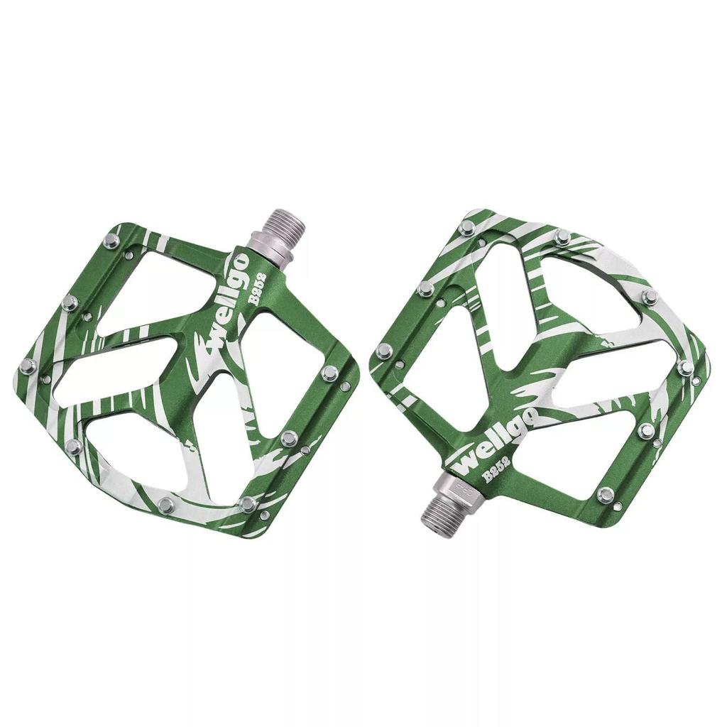 Wellgo B252 Flat Pedals Low Profile Design, Green,WE3099