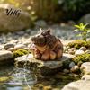 Resin Hippo Figurine Water Spitting Hippopotamus Figurine, Realistic Statue, Animal Sculpture Fountain for Garden Pond Pool Decoration Decorative