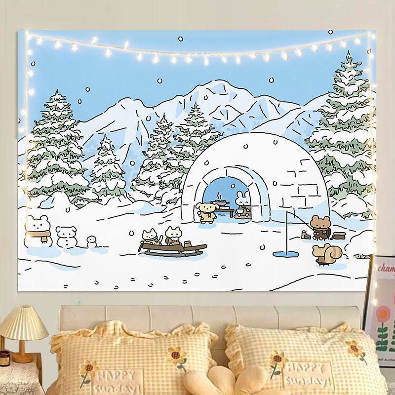 Ins Fresh Style Healing Cute Cartoon Wall Tapestry Bedroom Decor Unique Living Room Wall Hanging Art Cloth