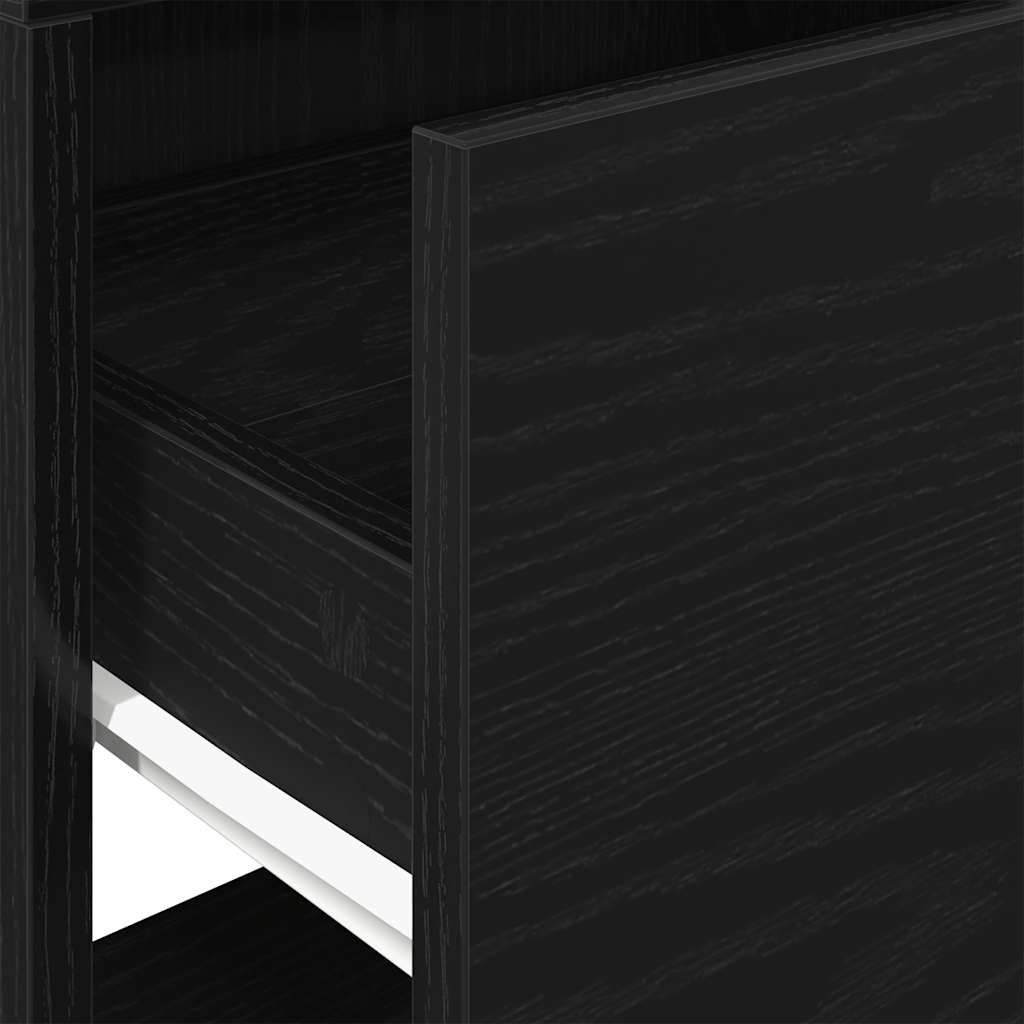 Nightstand with Drawer Black Oak Effect 51 x 31 x 47 cm