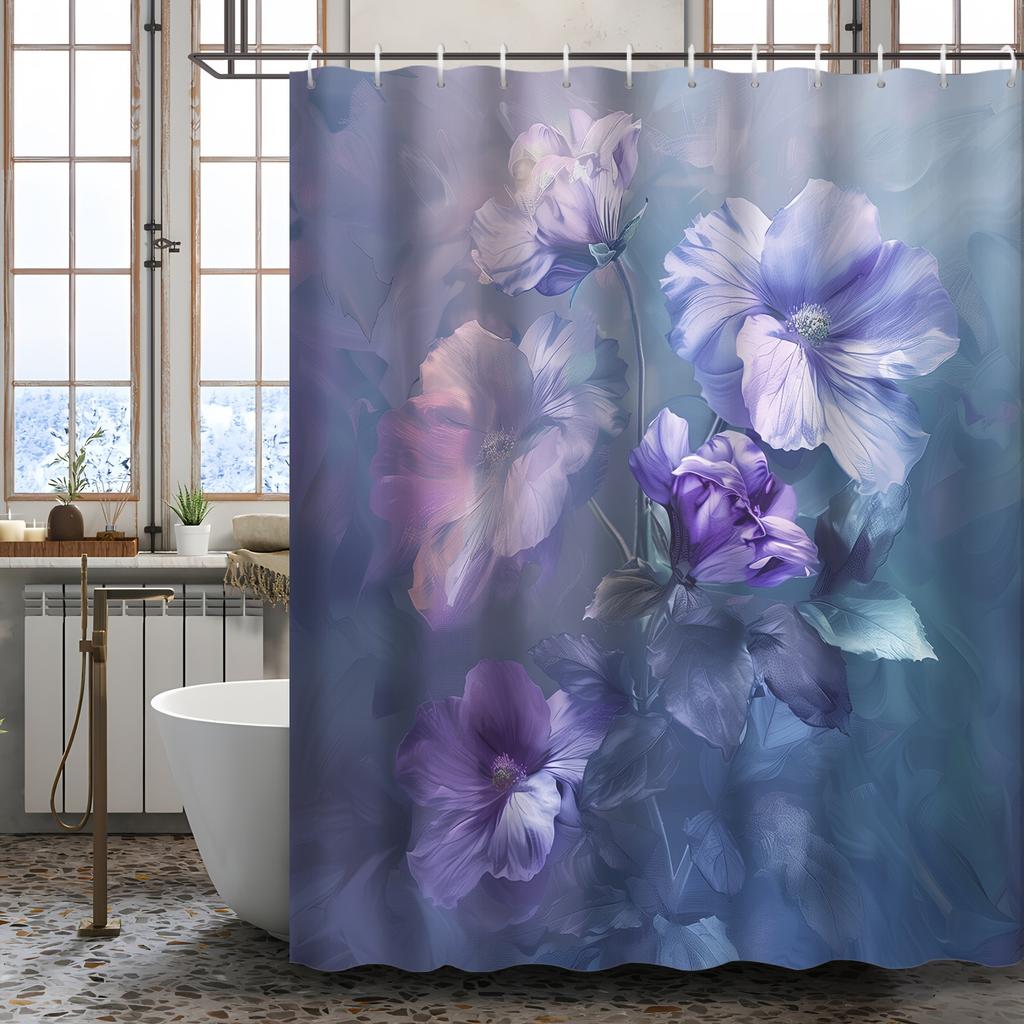 Ethereal Floral Shower Curtain: Serene Purple Blossoms For A Tranquil Bathroom Ambiance