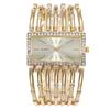 Luxury Qualities Women's Fashion Diamond Rectangle Watches Gold Alloy Bracelet Wristwatches Simple Ladies Quartz Clock Gift