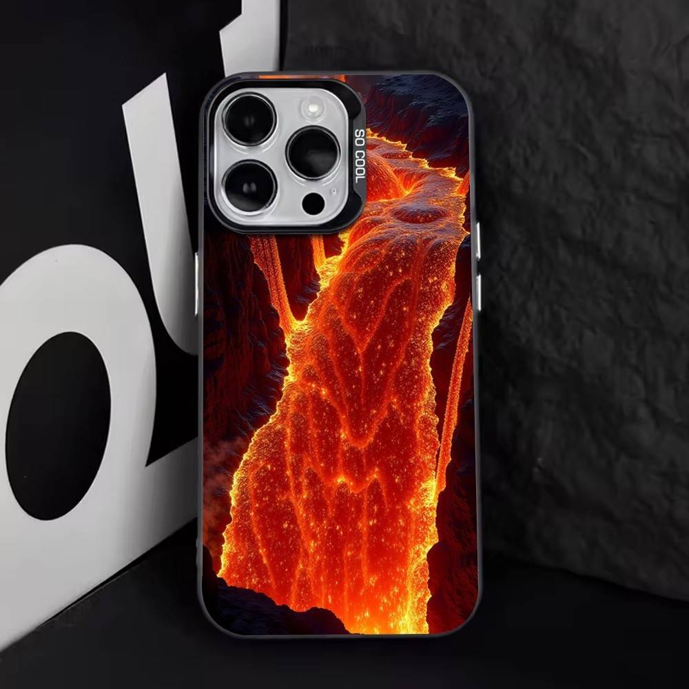 Volcano Phone Case For iPhone 17,16,15,14,13,12,11 Plus,Pro Max,XS,Colorful Silver Phone case Funda Cover