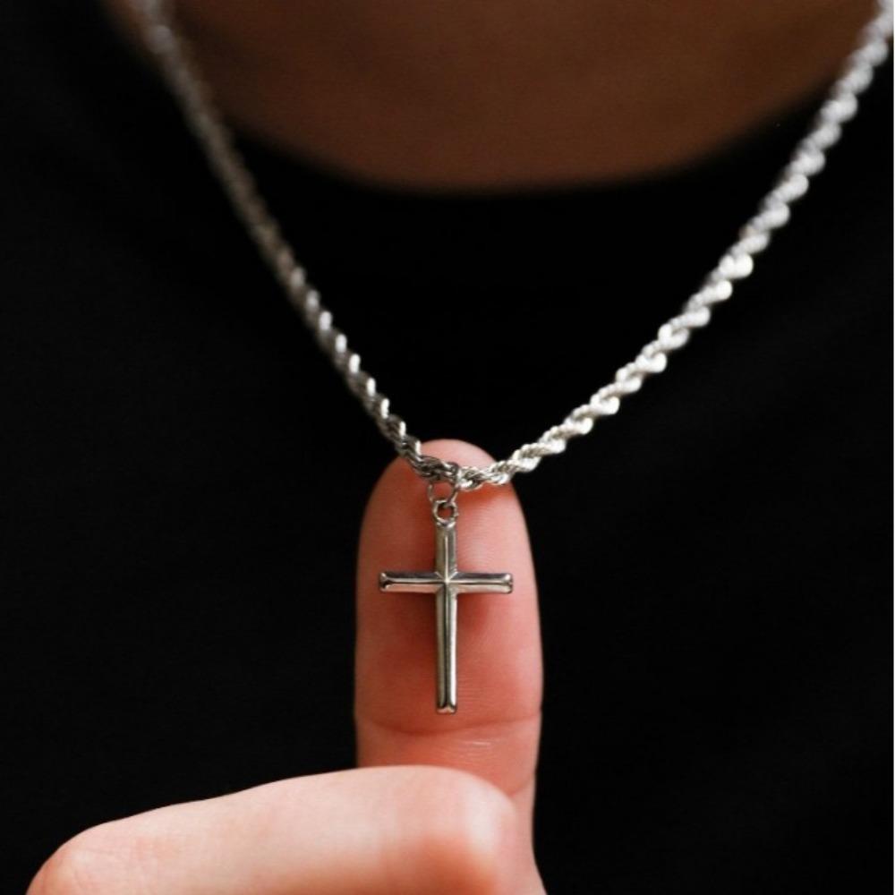 Cross Pendant Necklace Men's Necklace New Fashion Metal Pendant Accessory Party Jewelry