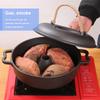 Cast Iron Roasted Sweet Potato Pan W/Lid Garlic Roaster Garlic Baker for Picnic Camping Patio Backyard Cooking
