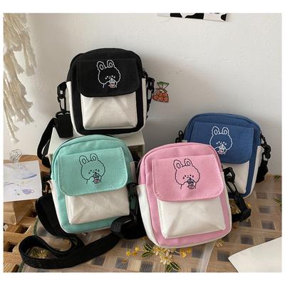 Women's Canvas Bag for Girl Students Shoulder Bag Korean Fashion Small Messenger Crossbody Bag Female Handbags Phone Bag Purse