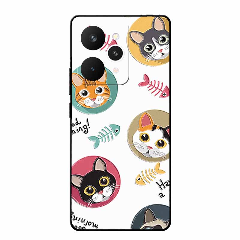 For Realme 15 Pro Cases 3D Relief Flower Emboss Black Silicone For Realme15 Pro 5G Back Cover Cartoon Funda Realme 15 Pro Bumper
