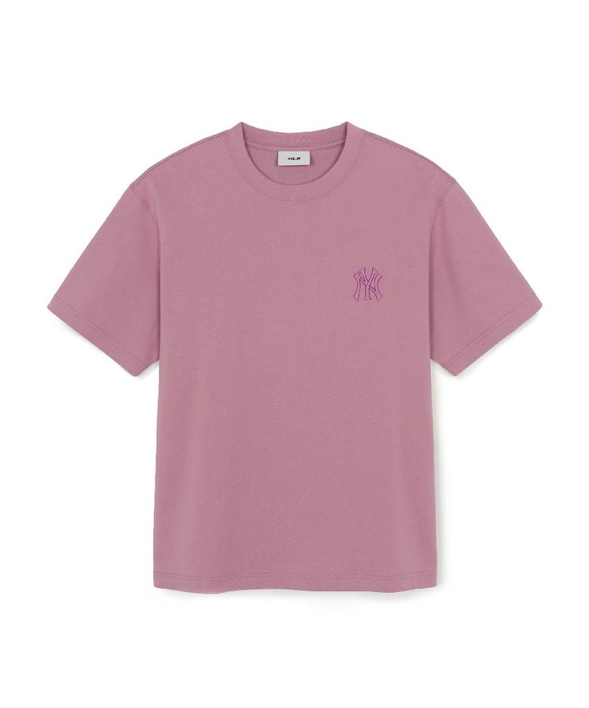 Emelbi Vintage Denim-Like Monotive Oversized Short Sleeve T-Shirt Ny (Pink)