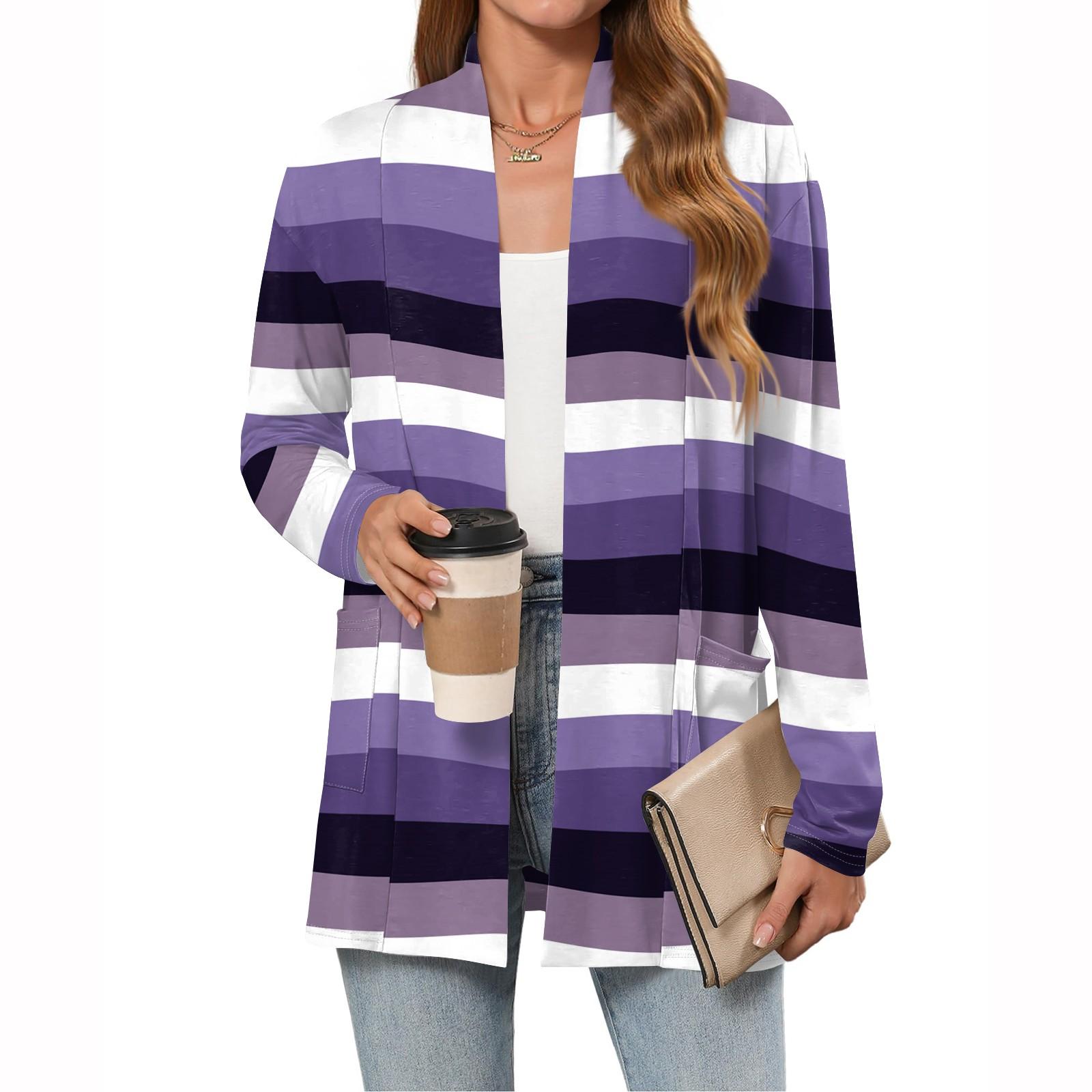 

Women s Lightweight Cardigan Sweaters Open Front Long Sleeve Casual Loose Thin Cardigans With Pockets S фіолетовий