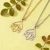 Hollow Lotus Pendant Necklace for Women Stainless Steel Fashion Buddhist Talisman Pendant Jewelry Birthday Gift