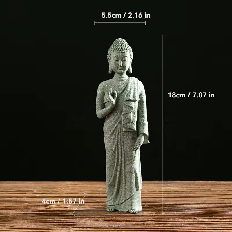 Thailand Buddha Garden Statue  Fish Tank Decoration Buddhism Figurine Desk Tablescape Decor Home Zen Statue Green Sabdstone
