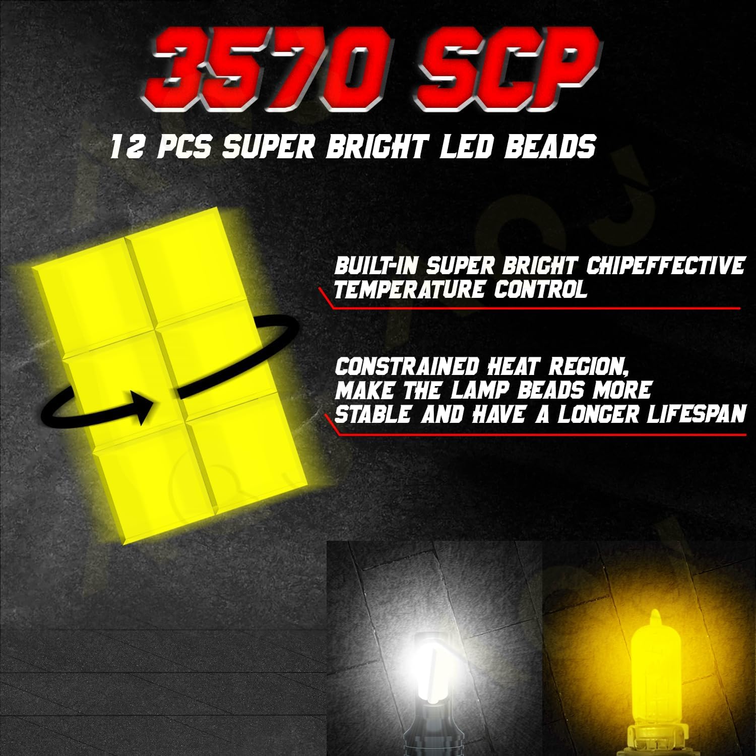 

3 PINS 34901 HR3 A21 LED bulbs, 6000K For Honda Foreman Rubicon 500 Rancher 420,Bright White Polaris 4011029 Lights, 2-Pack
