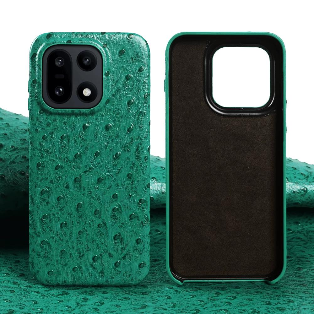 Luxury Genuine Leather Phone Case for OnePlus 13T 15 Magnetic Slim Fit Business Protective Cover with Three Button Design Anti Drop