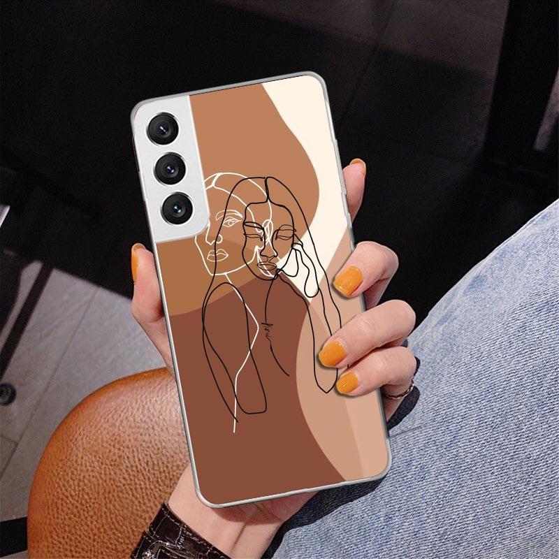 Abstract Line Women Face Phnoe Case for Samsung Galaxy S26 S25 Edge S23 S24 Ultra S22 Plus S21 S20 FE Unique Cover Soft Coque Ga