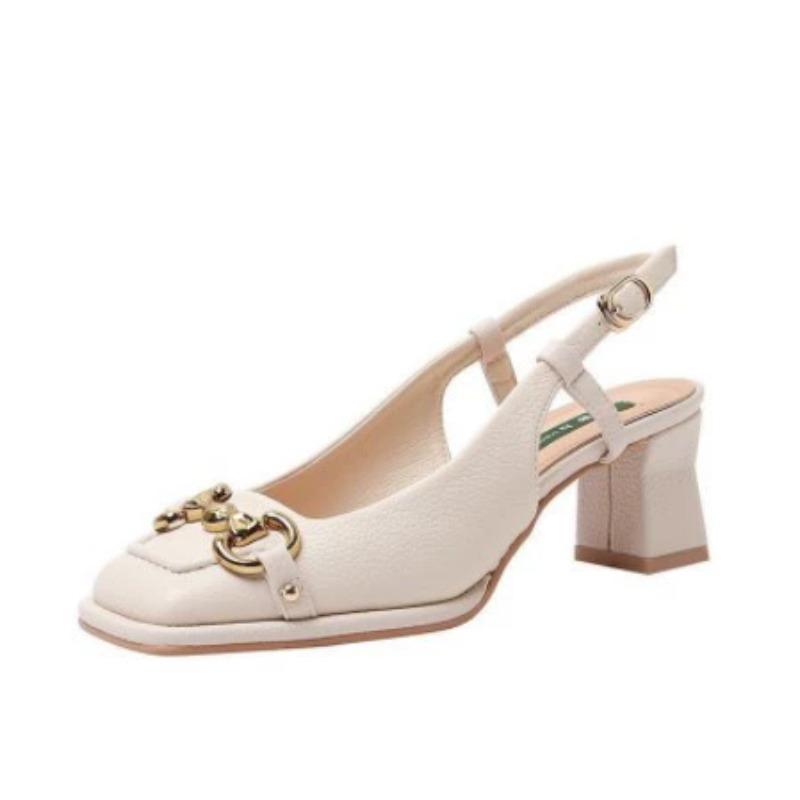 Fashion Hot Sales Plus Size 42 Vintage Square Head High Heel Sandals Women's 2025 New fashion Horse Buckle French Mary Jane Chunky Shoe