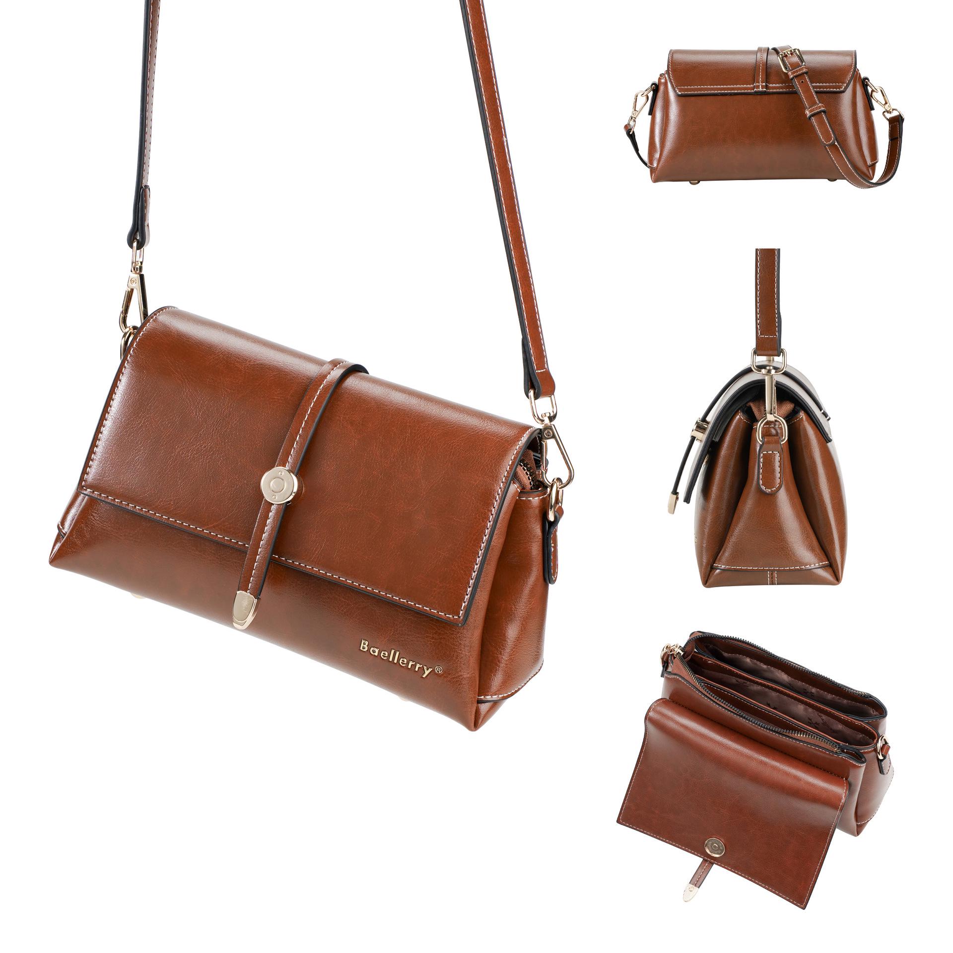 

Women s 2025 Glossy French Chain Shoulder/Crossbody Square Bag - High-End, Versatile Commuter Style коричневий