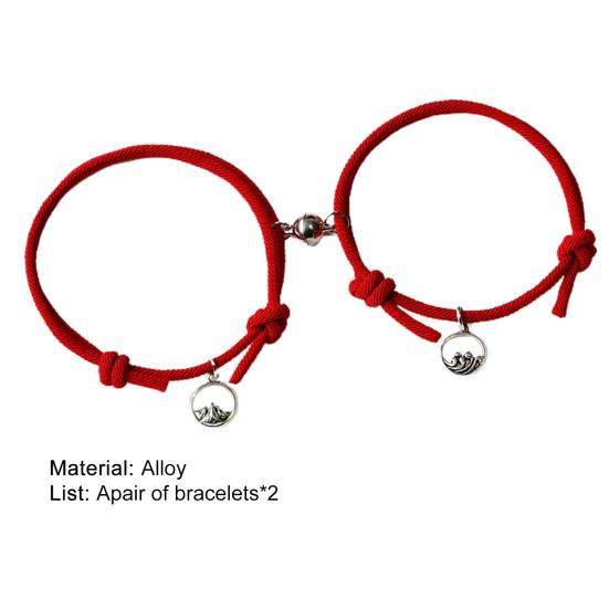 2Pcs Adjustable All-match Magnet Couple Braided Bracelet Fashion Jewelry