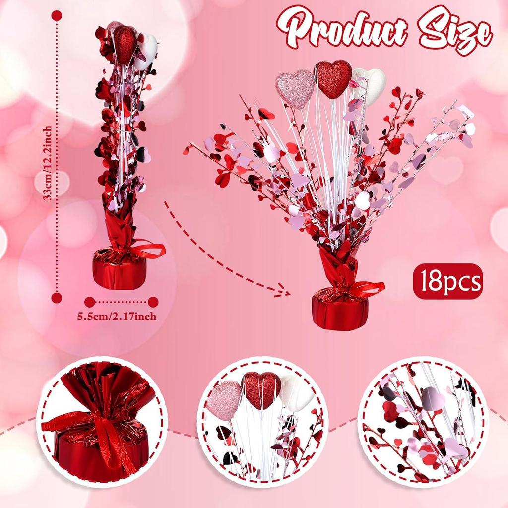 Valentine's Day Foil Spray Centerpieces For Tables With Foam Heart Gleam N'burst Party Spray For Valentine's Day Table Decoration
