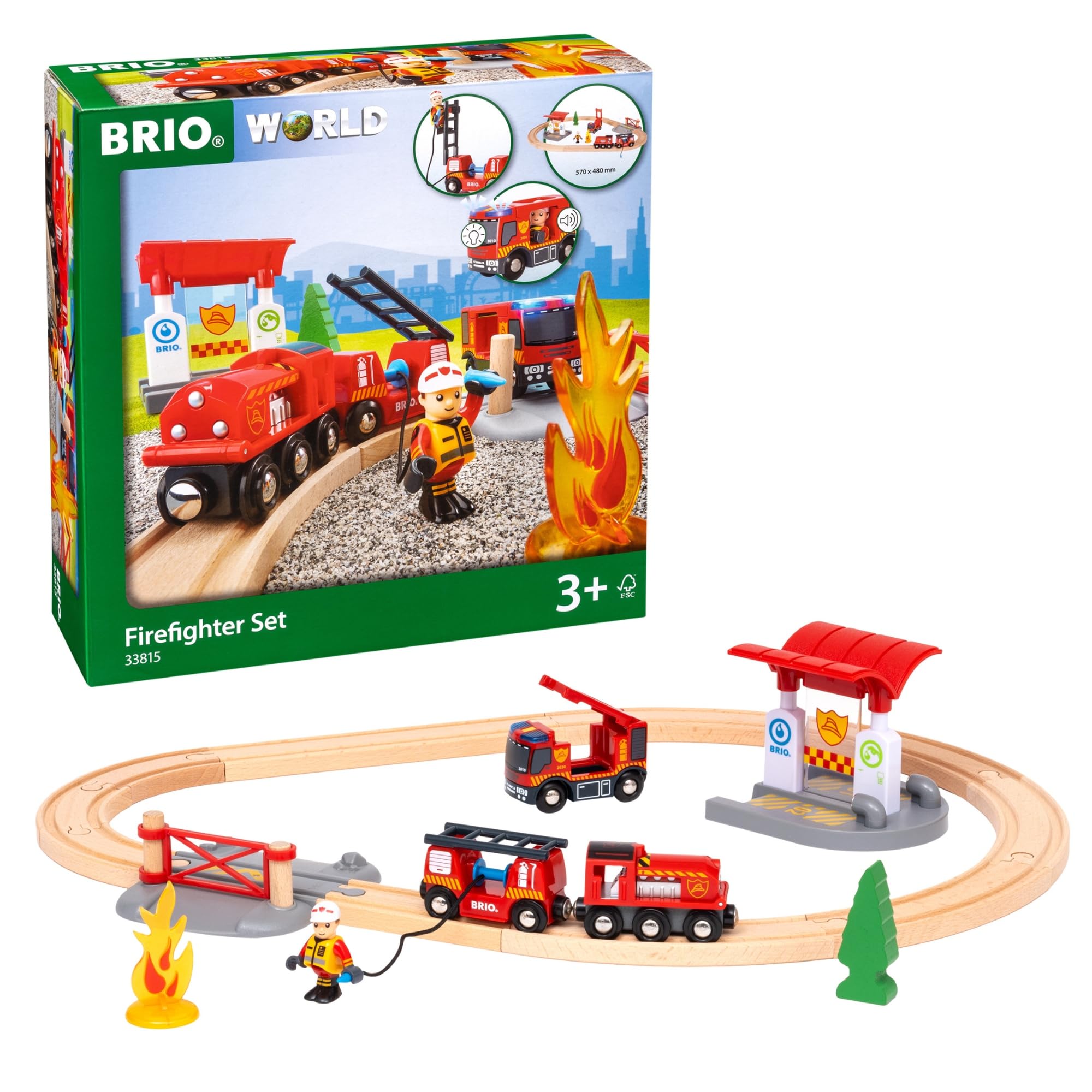 

BRIO Fire Rescue Set 33815, for ages 3 and up. [Toy, Wooden Toy, Wooden Rail, Rail Set, Gift (Birthday/Christmas)]