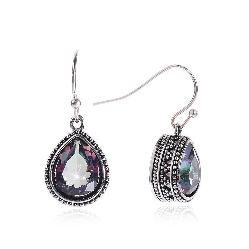 Retro Colorful Water Drop Earrings Studs