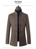 Men's Wool Chinese Style Goose Down Overcoat with Stand-Up Collar