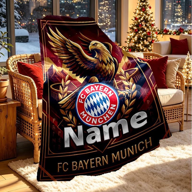 Custom Name Personalized FC Bayern Munich Print Blanket, Home Decor, Bedroom, Sofa, Camping, Couch, Gifts for Birthday Christmas