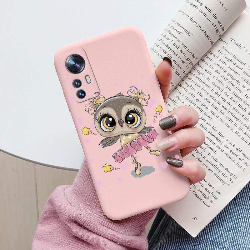 Flower Phone Case For Xiaom 12T Mi12T Pro Funda Cute Heart Cartoon Owl Xiaomi 12 T Xiaomi12T Pro Matte Soft TPU Back Cover Shell