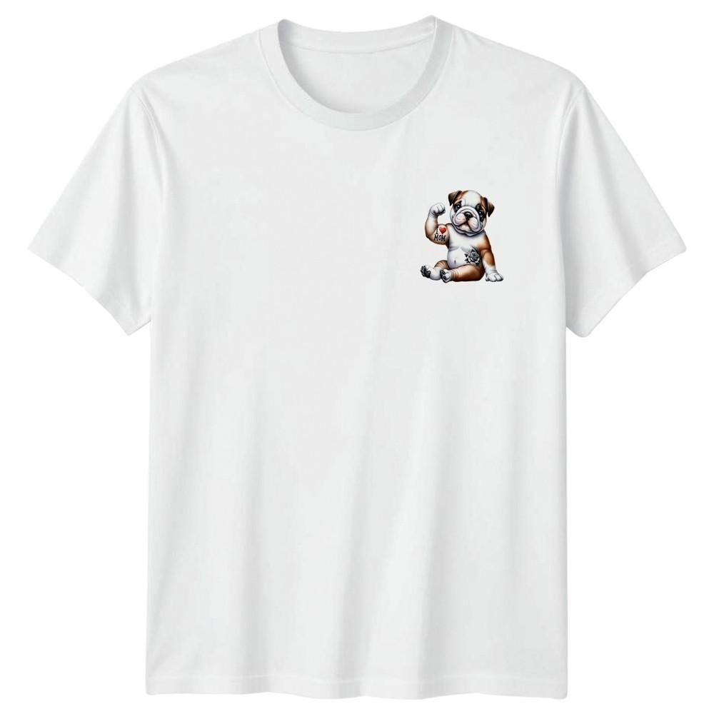Bulldog I Love Mom Tattoo Dogs Animals Unisexs TShirt Unisexs Tee Graphic Top S