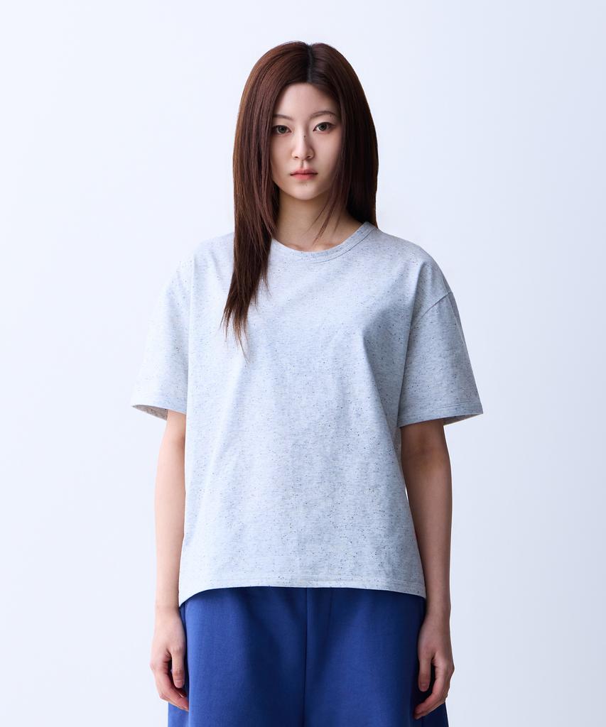 ADERNM Natural Sprinkle Round Neck T-Shirt White Melange