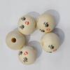 100pcs Wood Balls with Hole 20mm Smiling Face Head Ball Natural Wood Craft Bead for DIY Jewelry Making Macrames Handmade