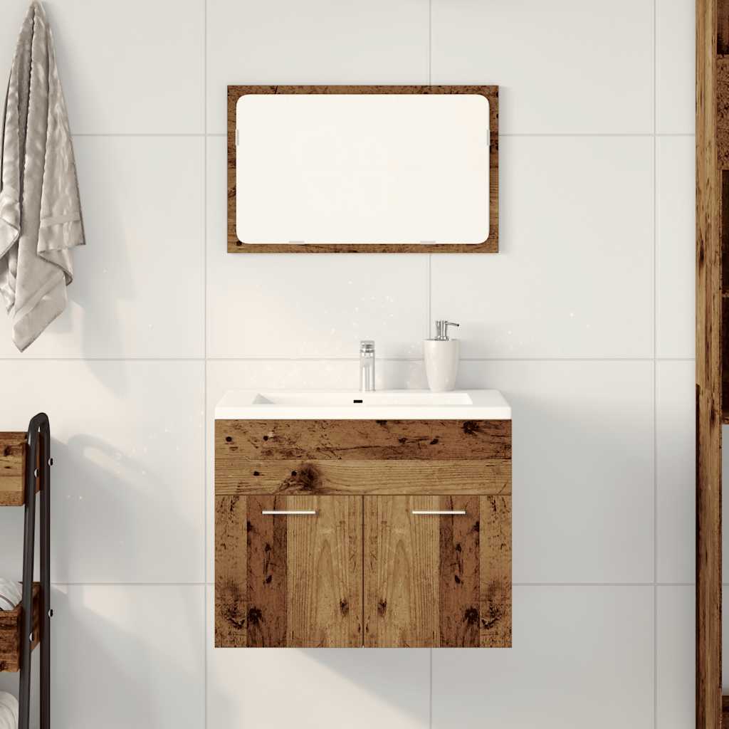 2 Piece Bathroom Furniture Set Rustic Wood Look Engineered Wood