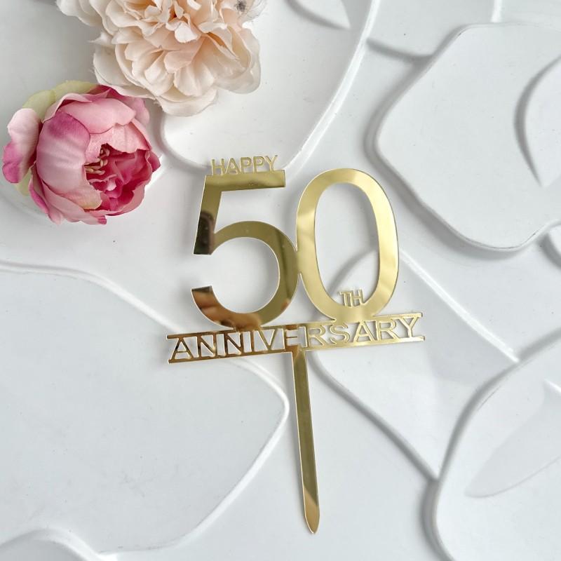 3pcs/set Acrylic 25/50 Happy Birthday Party Cake Toppers 25/50th Anniversary Party for Party Cake Decoration