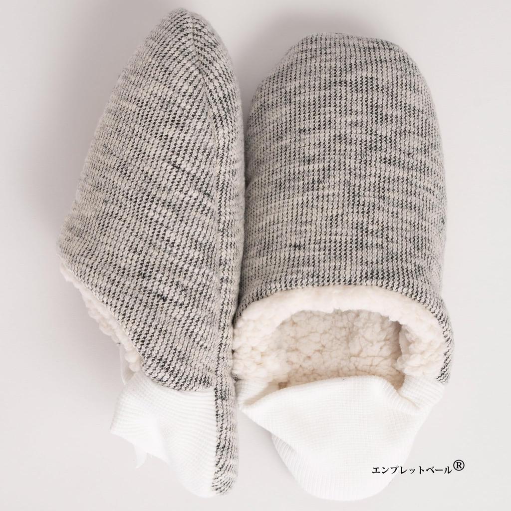 Indoor slippers that combine the best of both slippers and Fluffy slub tweed and sheepskin boa in Size M A new type of room and Easy to wash when